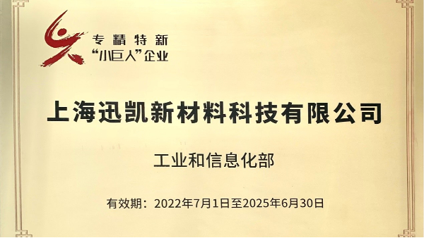 喜报-迅凯催化获工信部颁发“专精特新小巨人”企业称号